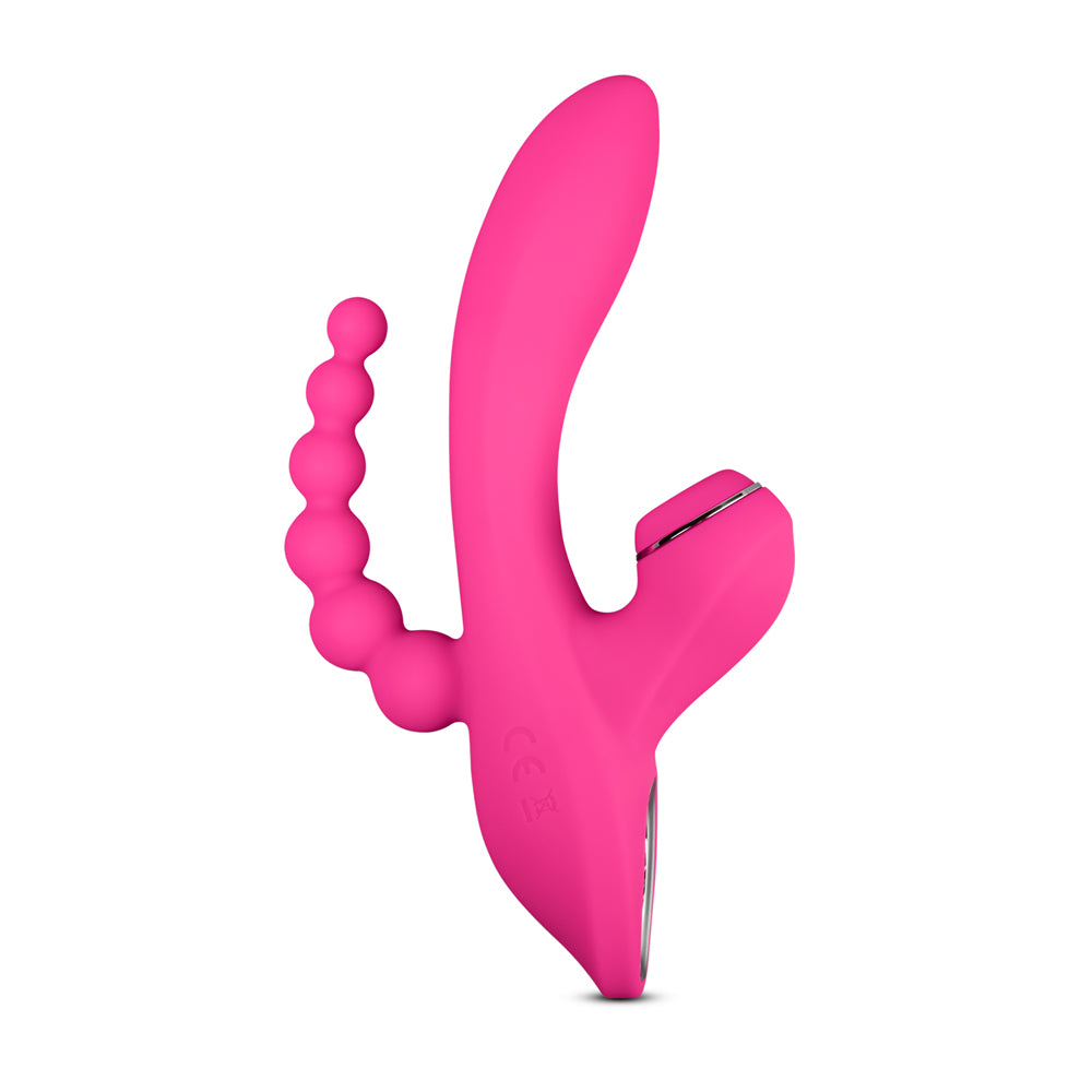 7 Speeds Silicone Vibrator with Clitoral Sucking Function and Anal Beads