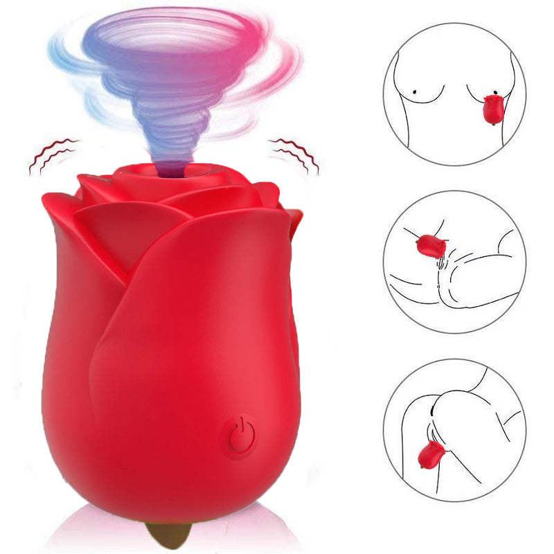 7-Funtion Silicone Clitoral Rose Vibrator with Vibrating Tongue