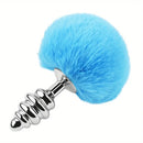 Ribbed Metal Anal Plug Baby Powder Blue