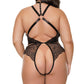 COQUETTE CROTCHELESS TEDDY- BLACK/ROSE GOLD