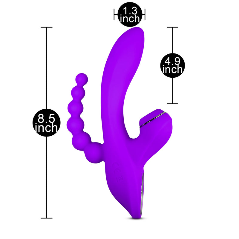 7 Speeds Silicone Vibrator with Clitoral Sucking Function and Anal Beads