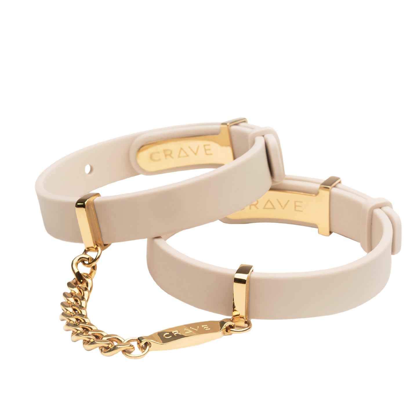 CRAVE ID CUFFS (BEIGE SILICONE & GOLD)