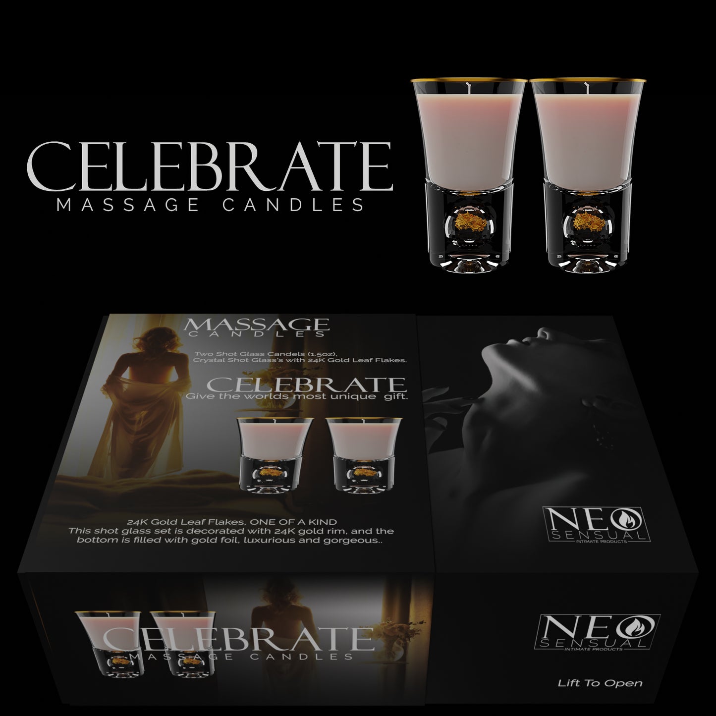 Neo Sensual "Celebrate" Duo Massage Candles 1oz.