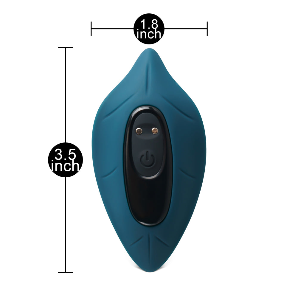 9-Speed Leaf-Shaped Vibrating Egg with Remote Control in Dark Green, Medical Grade Silicone and ABS, Waterproof, USB Rechargeable.