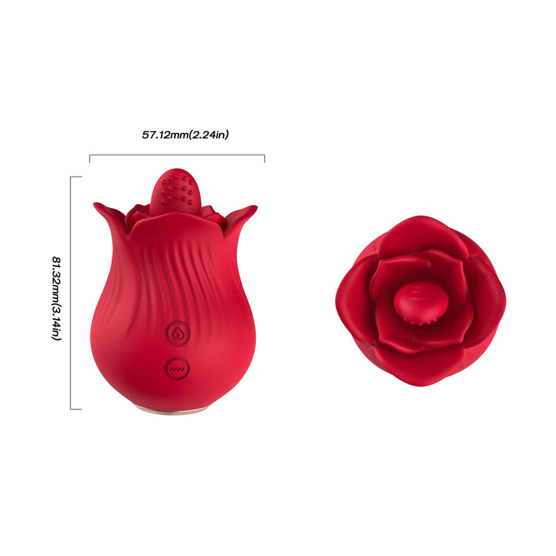 10-Speed Red Color Silicone Rose Sex Toy with Tongue