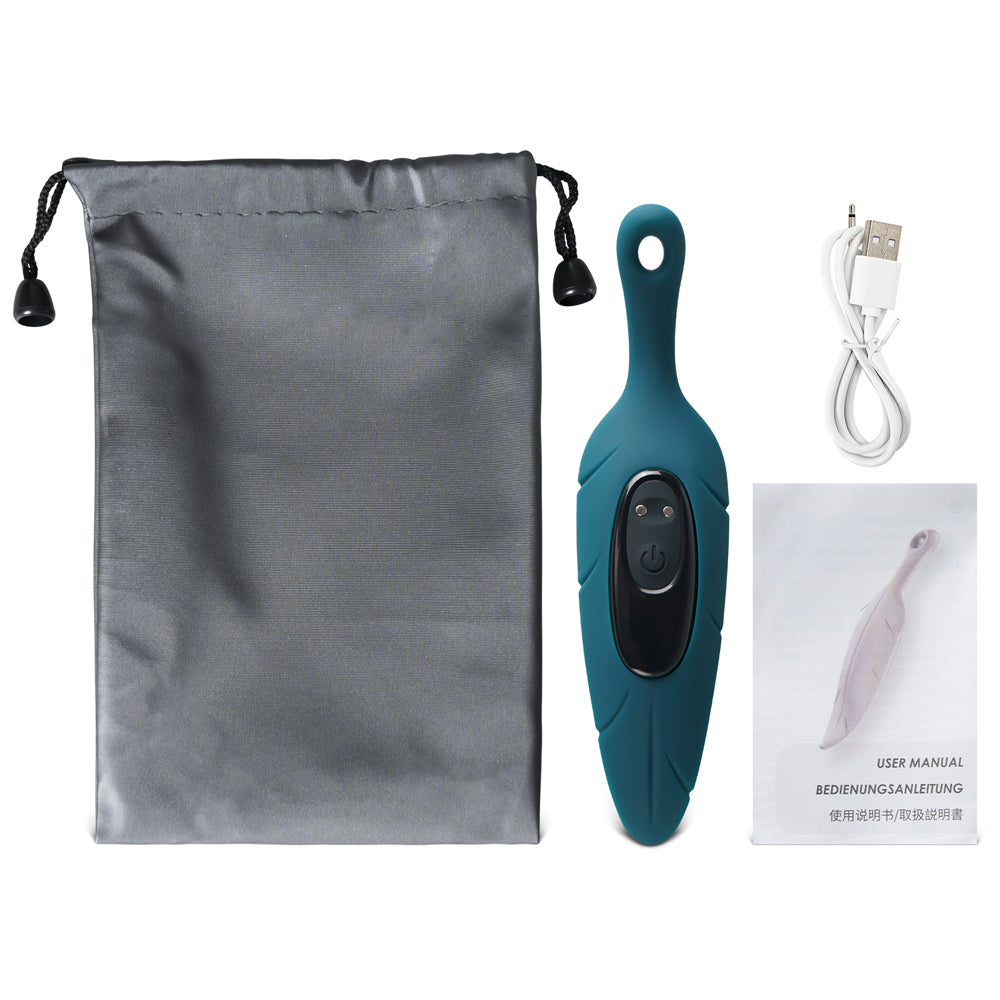 9-Speed Leaf-Shaped Vibrator in Dark Green, Medical Grade Silicone and ABS, Waterproof, USB Rechargeable