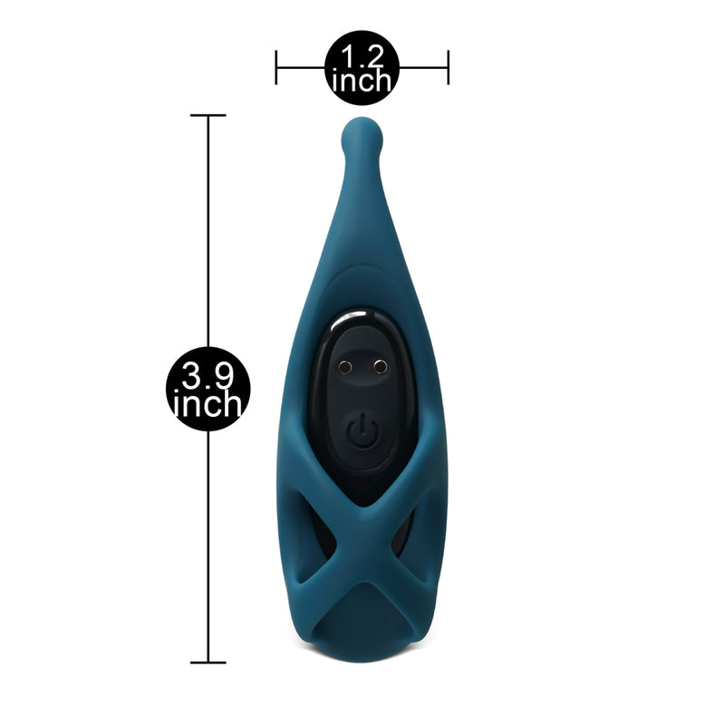 9-Speed Leaf-Shaped Vibrator in Dark Green, Medical Grade Silicone and ABS, Waterproof, USB Rechargeable