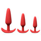 Set of 3 red silicone butt plugs