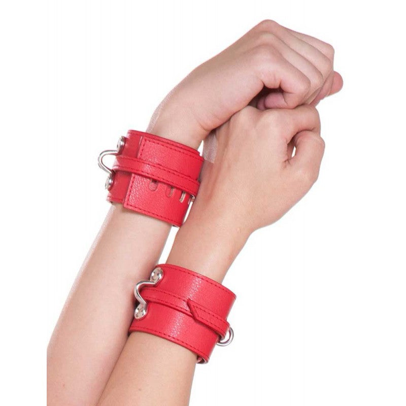 KinkLab Bondage Basics Lthr Wrist Cuffs (Red)