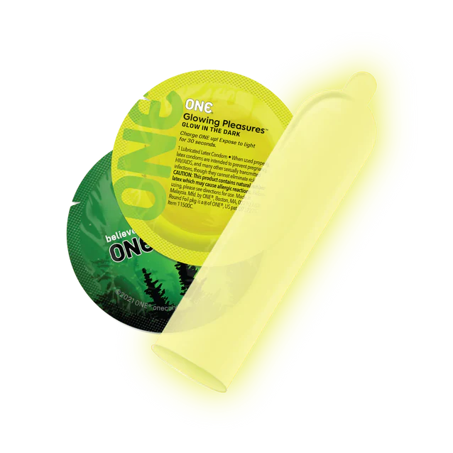 One Glowing Pleasures Condoms 3pk