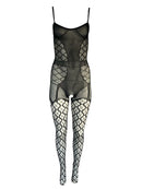 KILLER LEGS Women's Bustier Clover Pattern Crotchless Fishnet Bodystocking