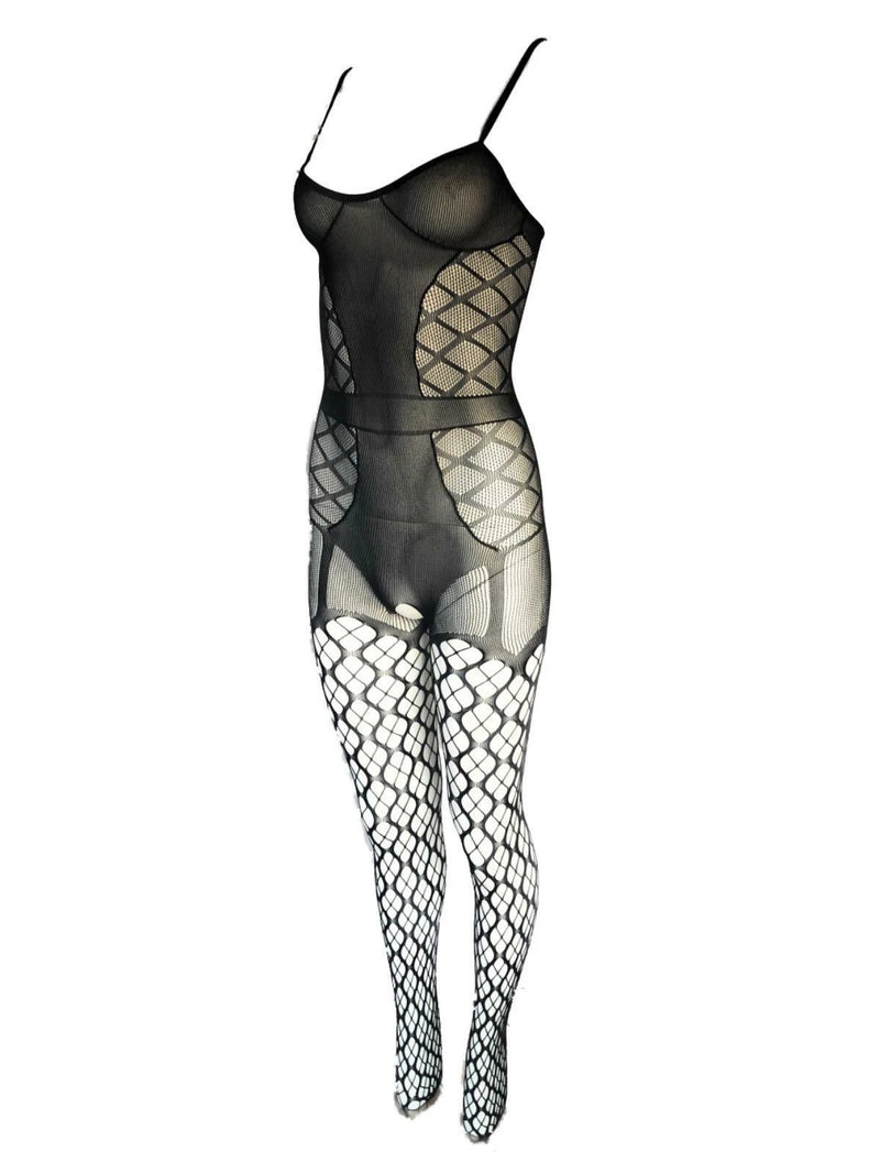 KILLER LEGS Women's Bustier Clover Pattern Crotchless Fishnet Bodystocking