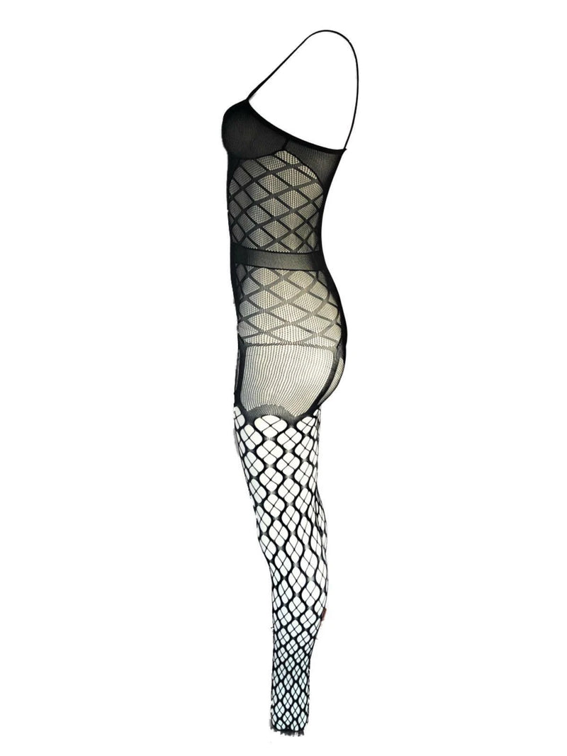 KILLER LEGS Women's Bustier Clover Pattern Crotchless Fishnet Bodystocking