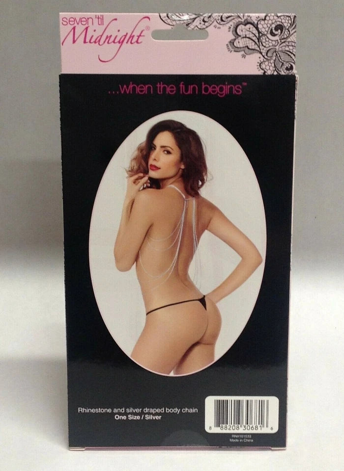 Seven 'til Midnight Rhinestone & Silver Draped Body Chain