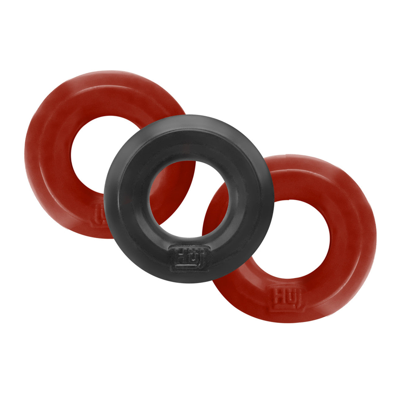 Hunkyjunk Huj3 C-Ring 3 Pk - Red/ Black