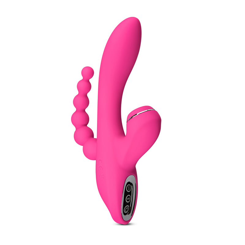 7 Speeds Silicone Vibrator with Clitoral Sucking Function and Anal Beads