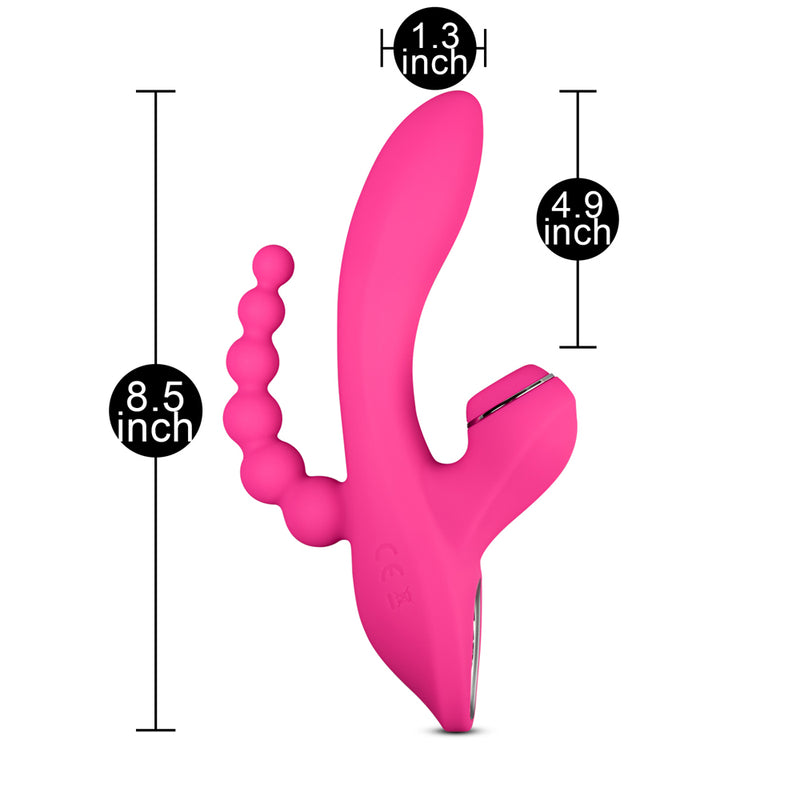 7 Speeds Silicone Vibrator with Clitoral Sucking Function and Anal Beads