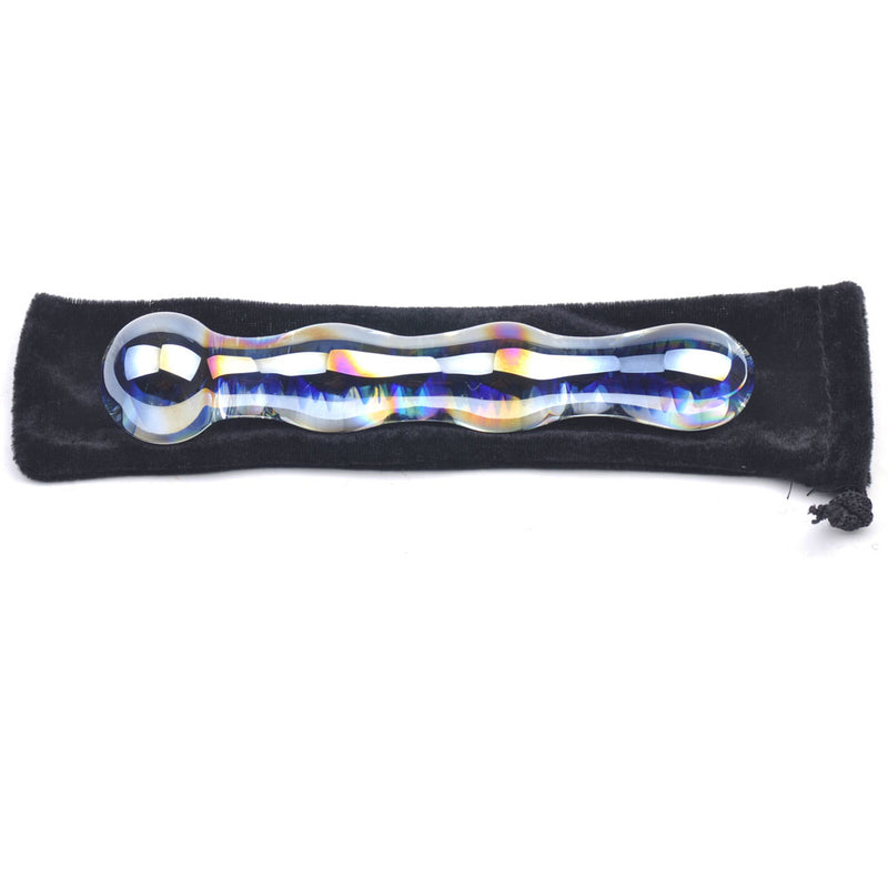 BLUE WAVY GLASS DILDO