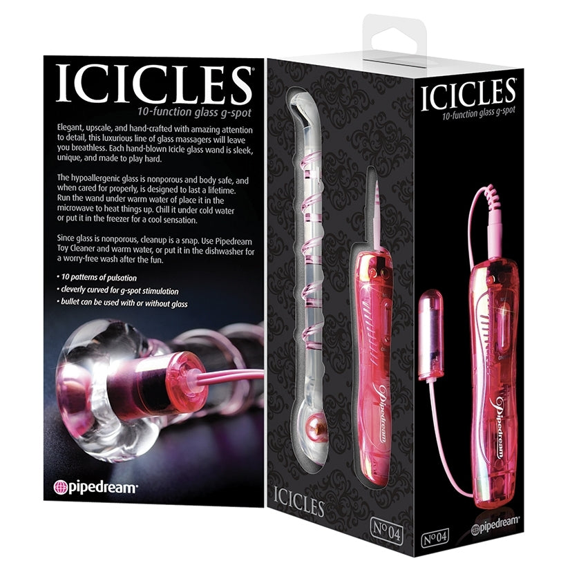 Icicles No.4-10 Function Vibrating Glass G-Spot-Pink 7"
