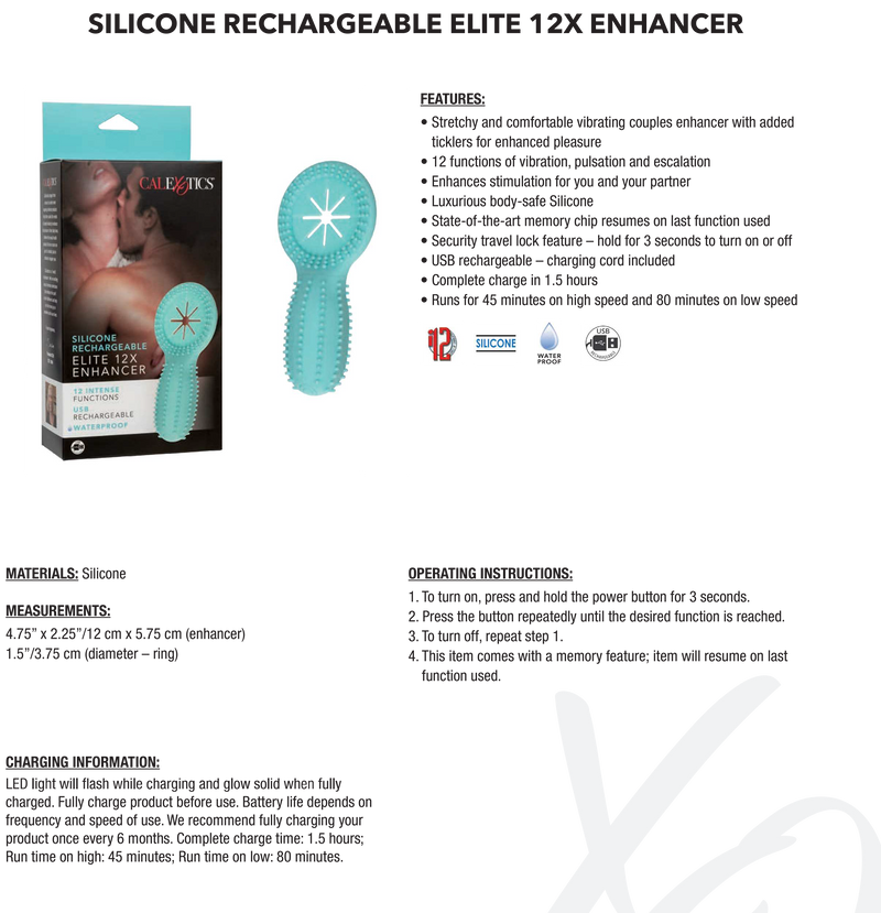 Silicone Rechargeable Elite 12X Enhancer