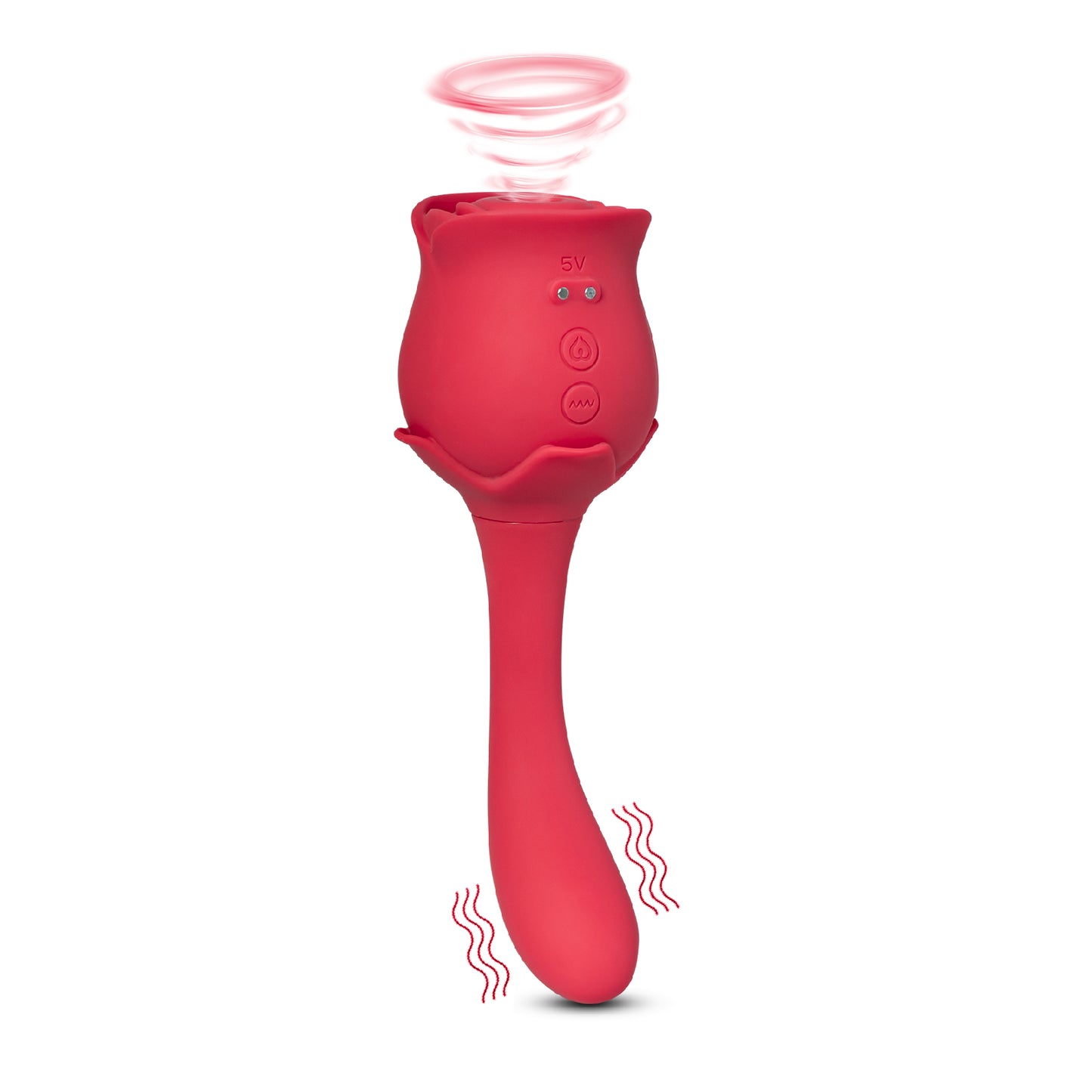Silicone Clitoral Sucking Rose with 10 Speeds and G-Spot Vibrator