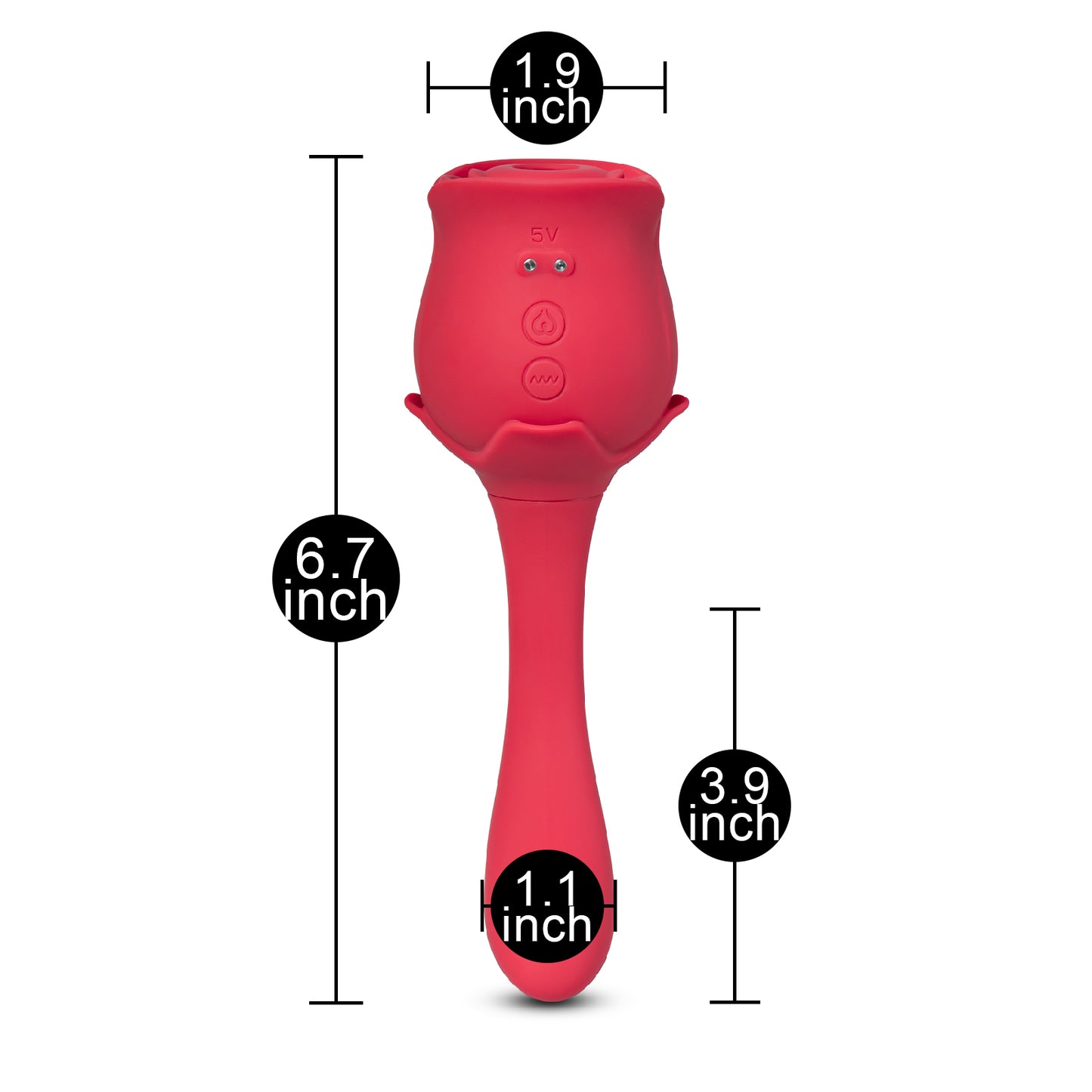 Silicone Clitoral Sucking Rose with 10 Speeds and G-Spot Vibrator