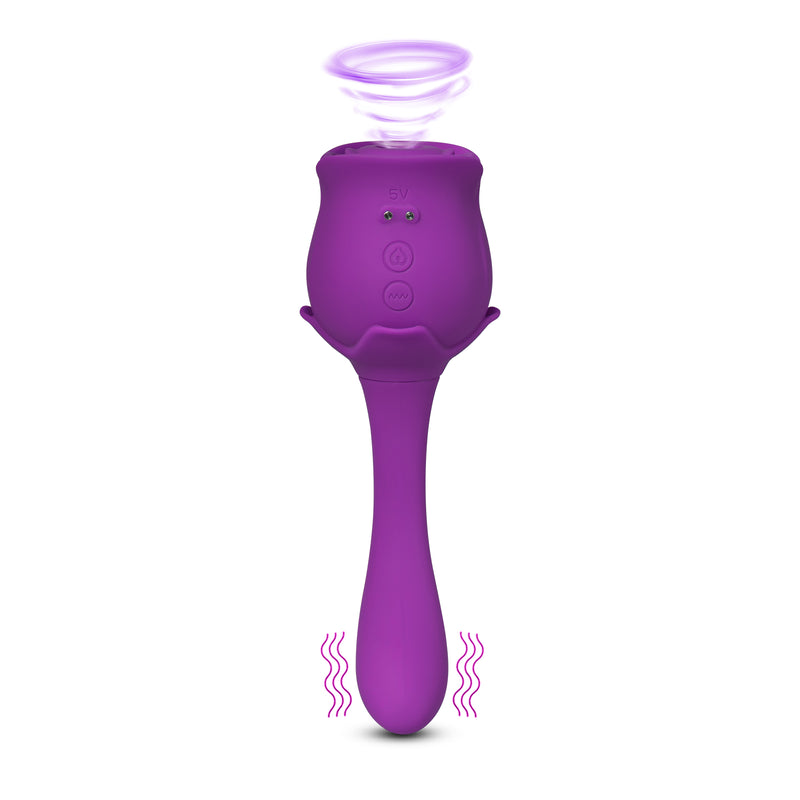 Silicone Clitoral Sucking Rose with 10 Speeds and G-Spot Vibrator