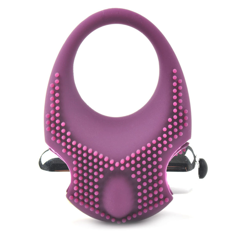 Purple Color Silicone Vibrating Cock Ring with Clitoral Stimulator