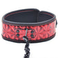 Bondage Collar with Chain Lead in Red Embossed