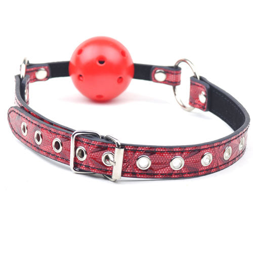 Red Color Embossed Ball Gag