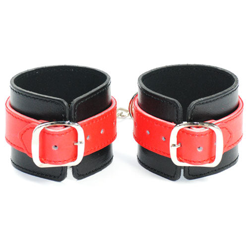 Wrist Cuffs - Black with Red straps