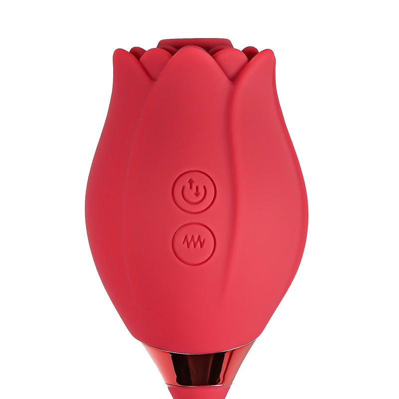 10-Speed Red Color Silicone Rose Sucking Vibrator with Vibrating Egg