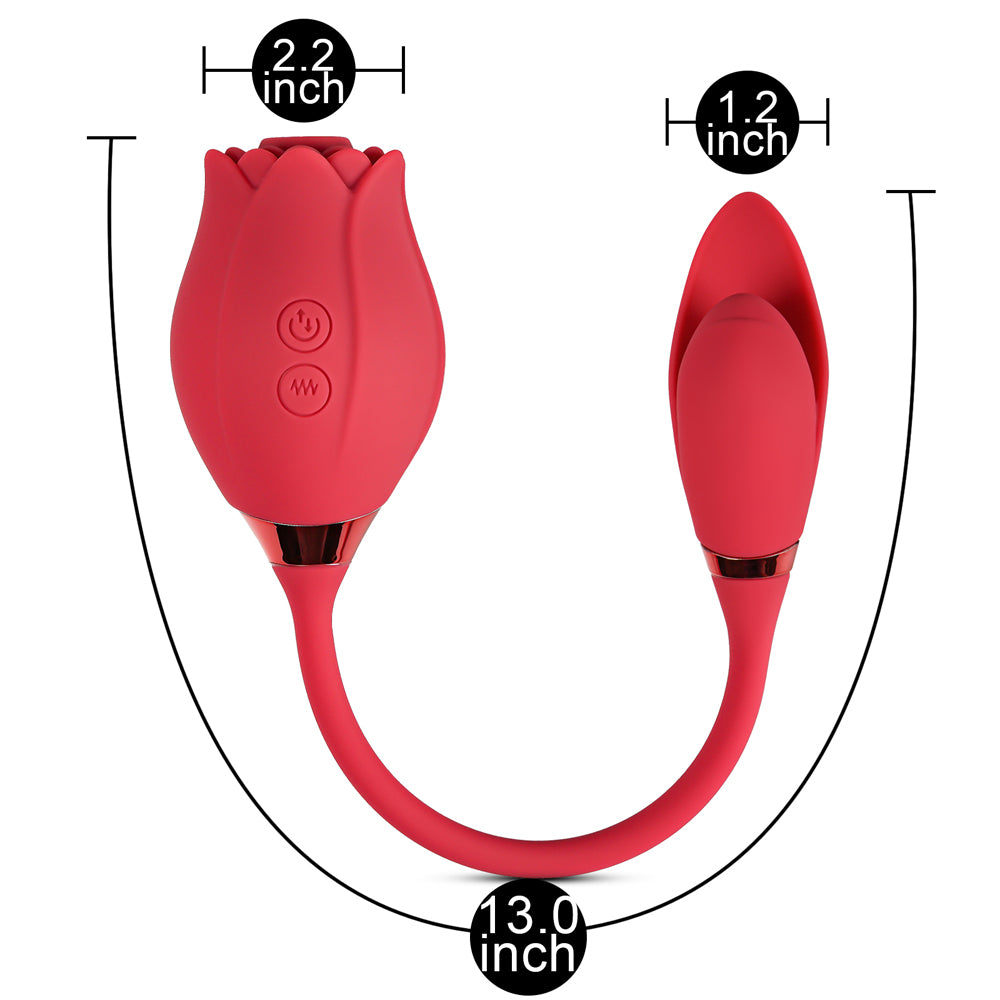 10-Speed Red Color Silicone Rose Sucking Vibrator with Vibrating Egg