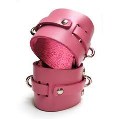 KinkLab Pink Bound Leather Ankle Cuffs